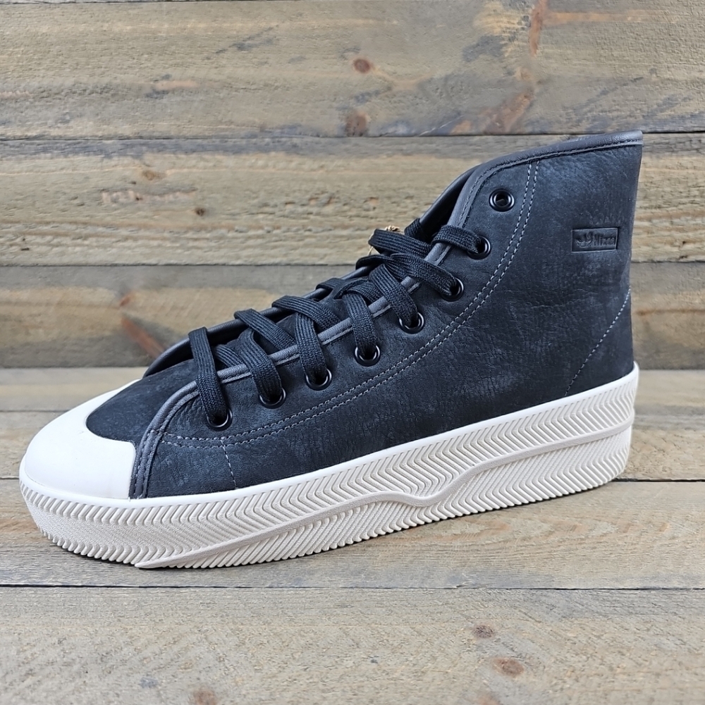 adidas Nizza 2 Lea Men's Originals Leather High Tops Carbon/ White - Picture 3 of 12